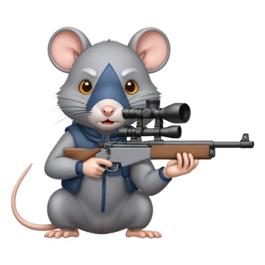angry rat aiming sniper rifle sticker
