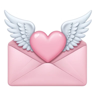 cute baby pink colored envelope with a cute pink heart on the middle with cute  pairs of baby angel wings sticker