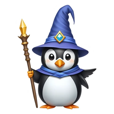 penguin wizard with wand and hat sticker