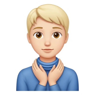 A person putting hands around neck sticker