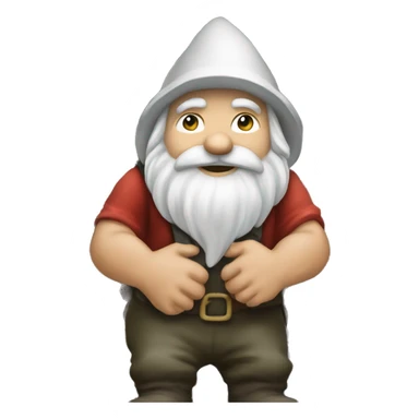 a gnome building a stone wall sticker