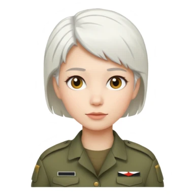 female soldier white hair style sticker