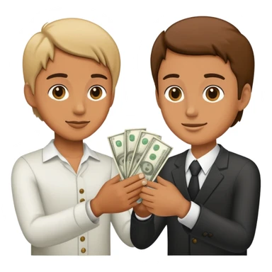 person giving money to another person sticker