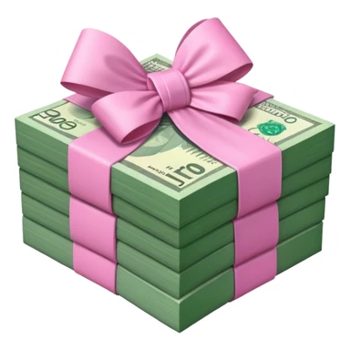 Forest Green Australian $100 notes stacked together and wrapped in a pink bow sticker