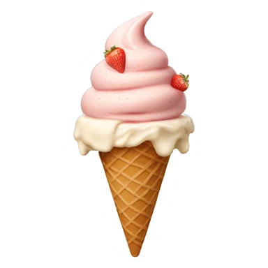 Cream and strawberry ice cream with beige cone aesthetic sticker