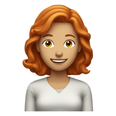 Redhead woman with smile sticker