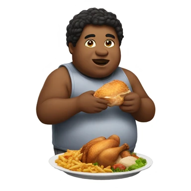 Big fat boy eating chicken sticker