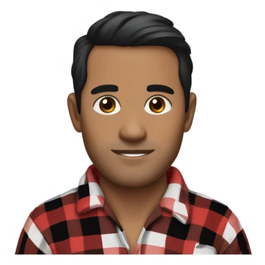 Man with black hair and brown eyes wearing red and black buffalo plaid pjs sticker