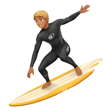 A surfer riding a large wave, skillfully balancing on their board as the ocean crashes around them. The scene captures the energy and excitement of surfing, with the sun setting in the background and the water sparkling under the light. sticker