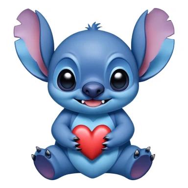 Stich con un corazón diciendo hola bombón sticker