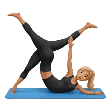 generate a pretty woman in black gym clothes doing pilates on a blue mat  sticker