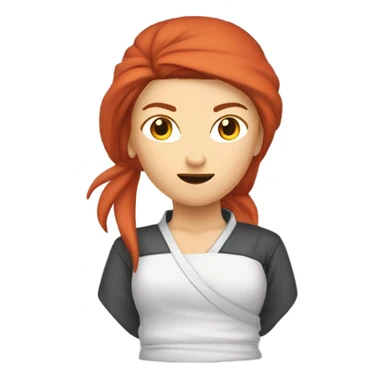 female caucasian red haired ninja with face covered sticker
