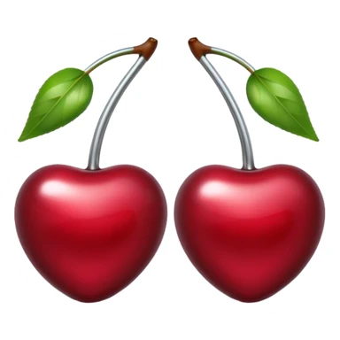 A pair of cherries emoji made of liquid silver chrome, smooth rounded shapes, glossy metallic surface, subtle sensual vibe, luxury sexy aesthetic, iOS emoji style, centered, clean white background sticker