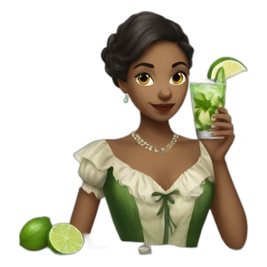 argentine girl in sherlock holmes dresses drinking mojito sticker