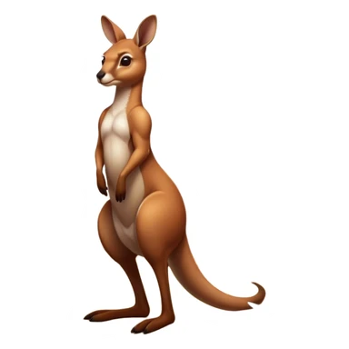 Cinematic-realistic Australian kangaroo, standing tall with powerful hind legs and a muscular tail for balance. Its reddish-brown fur glows under the golden sunlight, ears perked and eyes alert. The rugged outback stretches behind it, with dry grass and scattered eucalyptus trees completing the iconic scene. sticker