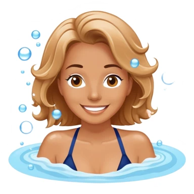 Happy woman enjoying hot tub with bubbles sticker