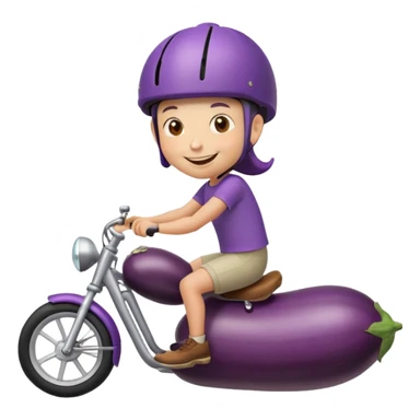 someone riding an eggplant as if it’s a bike with a helmet on sticker
