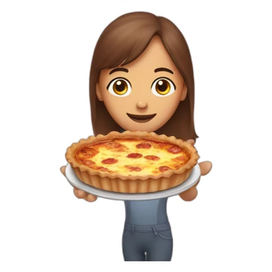 Holding a quiche Lorraine sticker