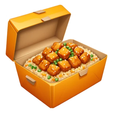 Orange chicken and fried rice in a box sticker