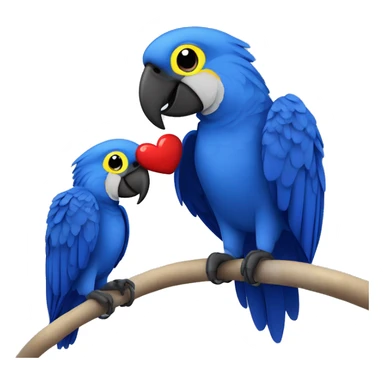 Hyacinth Macaw pair Full Body love with heart sticker