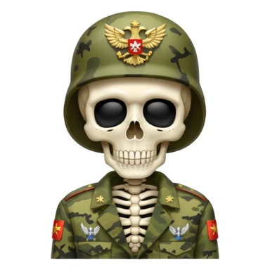 generate a realistic skeleton in Russian military camouflage sticker