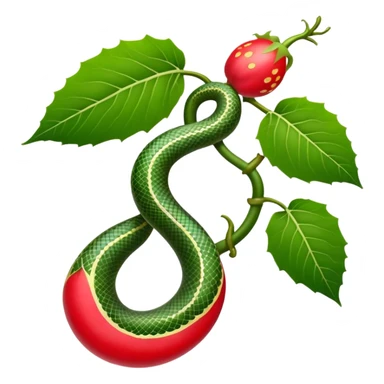 Japanese snake gourd (Karasu Uri) with distinctive bright red fruit and green leaves, traditional Japanese folk motif sticker