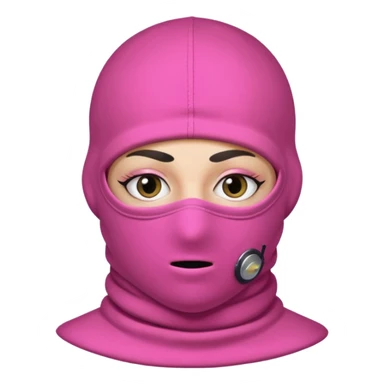 gangster style balaclava pink in colour with eyes showing through the eye holes of the balaclava with beautiful eyelashes on  sticker