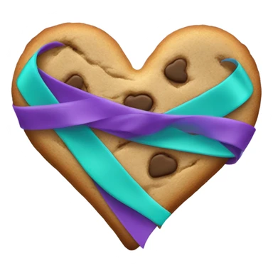 Cookie heart with purple teal awareness ribbon loop sticker
