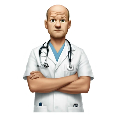 olaf scholz photorealistic as a nurse looking worried about his future sticker