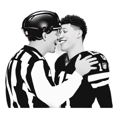 Patrick Mahomes kissing a referee sticker