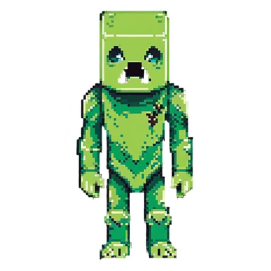 Minecraft Creeper in classic pose in pixel art style sticker