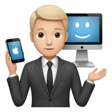  A person that has a computer screen as its head and is wearing a suit sticker