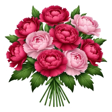 red Pink carnations and peonies bouquet sticker
