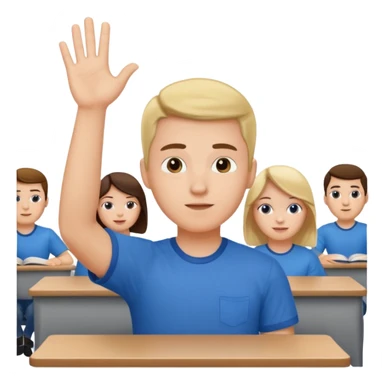 student raising hand in class sticker