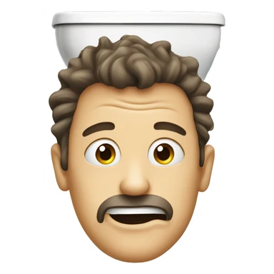 A crazy Mans head and neck going out of a toilet sticker