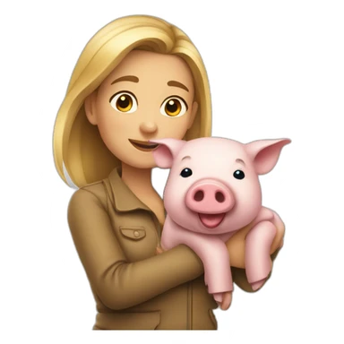 Une fille et un cochon sticker