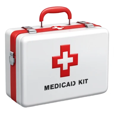 First aid medical kit box with red cross symbol sticker
