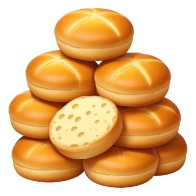 pile of Brazilian cheese breads, round, golden, appetizing sticker