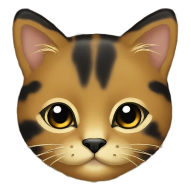 Mostly black and some gold tortoiseshell cat with black chin sticker