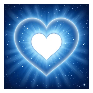 Small white heart radiating blue white light within a big blue cosmic galaxy heart sticker