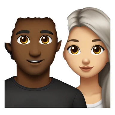 create nikola sebikova (teenage girl who has black long hair, silver star earings, brown eyes, eyeliner, black shirt) with her boyfriend Matt sturniolo (dark brownn fluffy hair with blur eyes) sticker