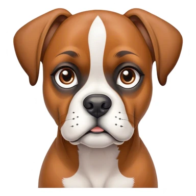 Cinematic Noble Fawn Boxer dog Portrait Emoji, Poised and regal, with a strong, muscular build and a sleek, well-groomed fawn Fur accented by a white muzzle and chest, deep-set soulful brown eyes, Simplified yet sharp and sophisticated features, highly detailed, glowing with a soft, dignified glow, high shine, intelligent and loyal, stylized with an air of strength, focused and attentive, soft glowing outline, capturing the essence of a watchful and confident guardian, so majestic it feels as though it could step out of the screen with effortless authority! sticker