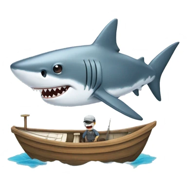 shark with boat sticker