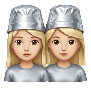 sisters one brunette and one blonde tin foil hat sticker