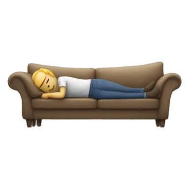 A person who has fallen asleep in an awkward position half on the couch and half on the floor. Blank face  sticker