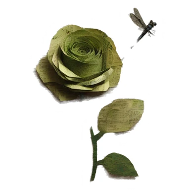 Shakespeare made of newspaper cuttings handwriting 420 hemp roses flowers plants leaves dragonfly mulberries Italy sticker