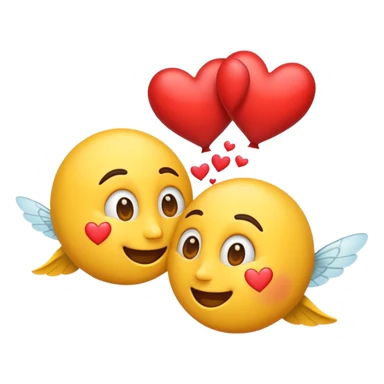 Kissing emoji with fly away hearts sticker