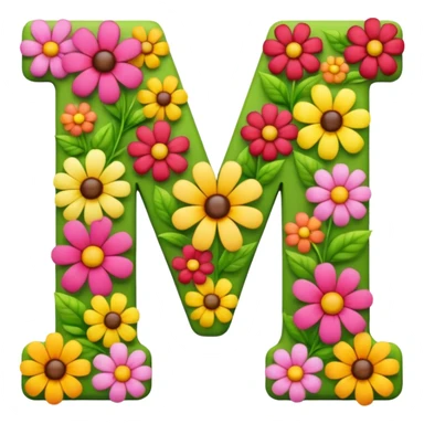 letter m made of flowers sticker