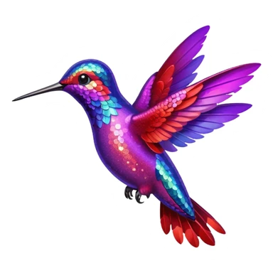 hummingbird with red and purple with glitter sticker