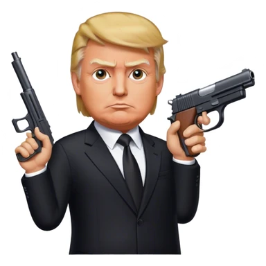 Donald Trump as man in black with gun sticker